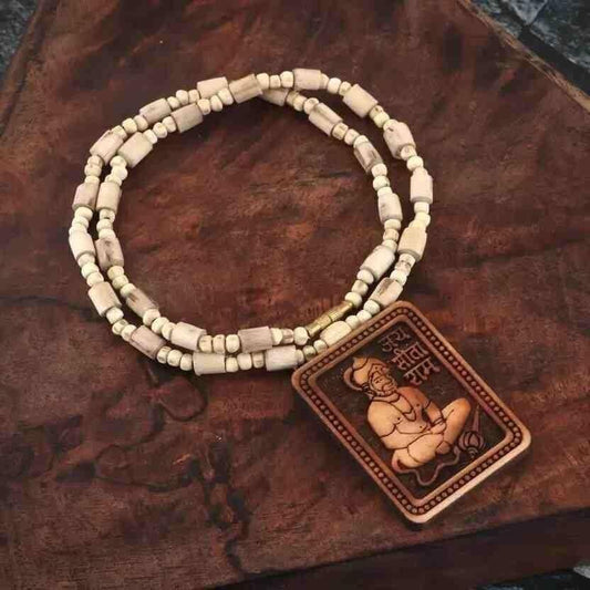 Original & Natural Wood Tulsi Kanthi Mala with Hanuman Ji Locket Pendant  (Pack of 2)