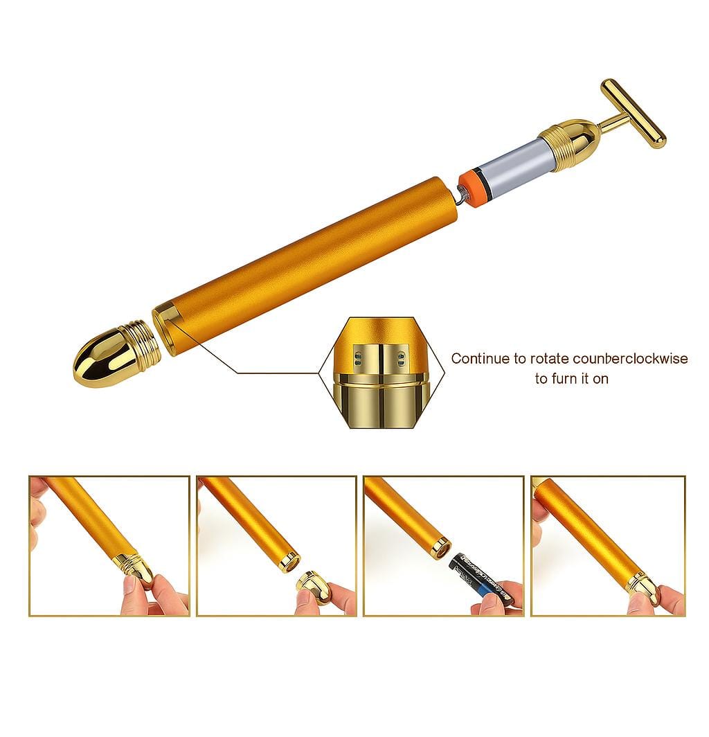24K Gold Energy Beauty Bar Electric Facial Massage Roller
