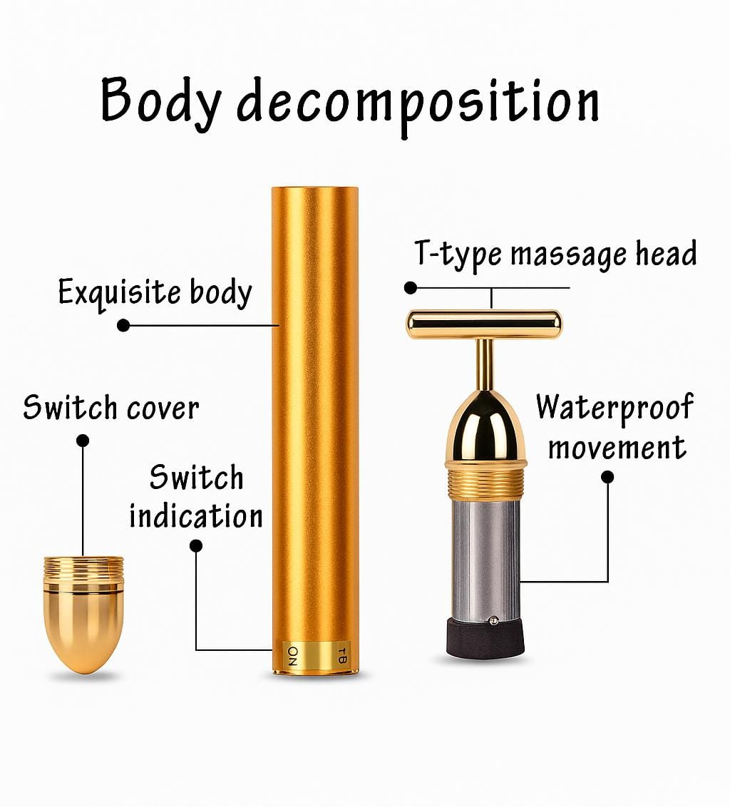 24K Gold Energy Beauty Bar Electric Facial Massage Roller