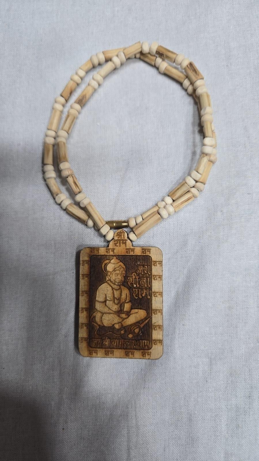 Original & Natural Wood Tulsi Kanthi Mala with Hanuman Ji Locket Pendant  (Pack of 2)