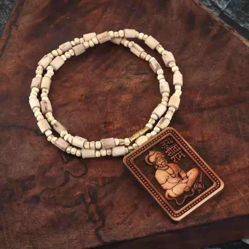 Original & Natural Wood Tulsi Kanthi Mala with Hanuman Ji Locket Pendant  (Pack of 2)