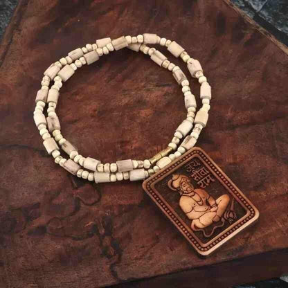 Original & Natural Wood Tulsi Kanthi Mala with Hanuman Ji Locket Pendant  (Pack of 2)