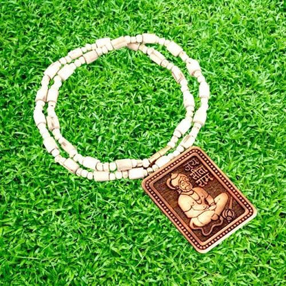 Original & Natural Wood Tulsi Kanthi Mala with Hanuman Ji Locket Pendant  (Pack of 2)