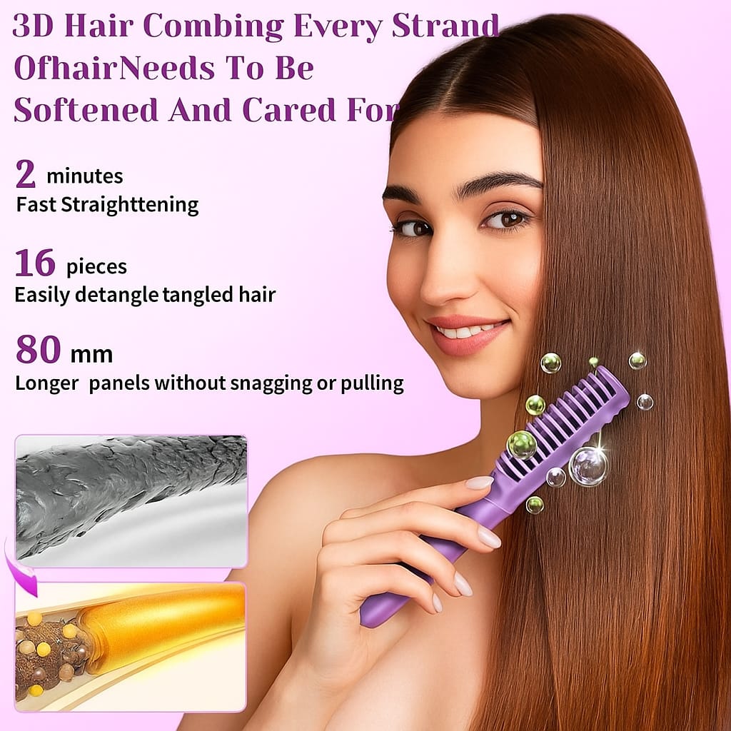 MeneFlix 2-in-1 Portable Hot Comb & Hair Straightener | Cordless, Rechargeable & Travel-Friendly